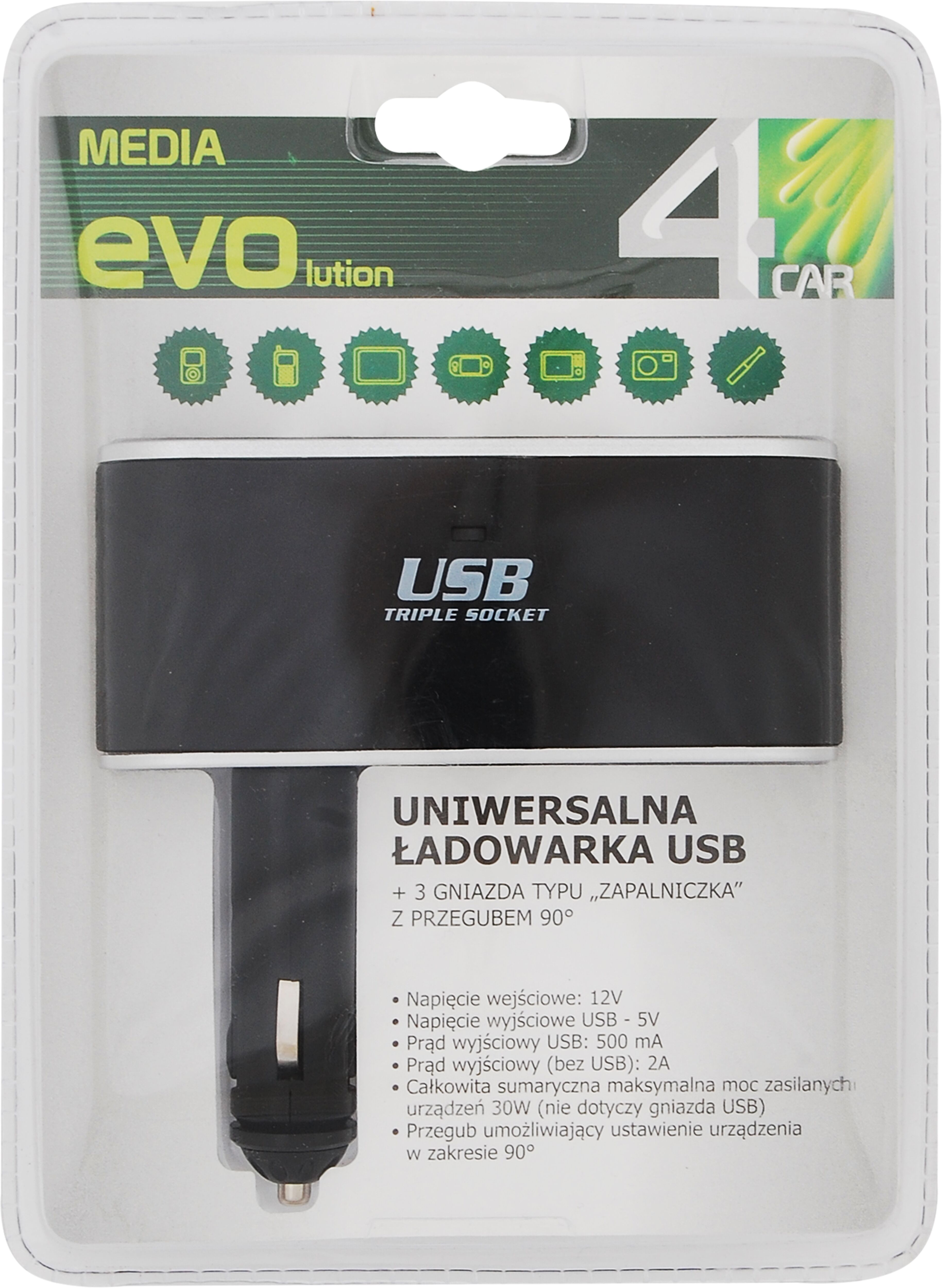 Adowarka Usb X Gniazdo Zapalniczki Z Przegubem Car