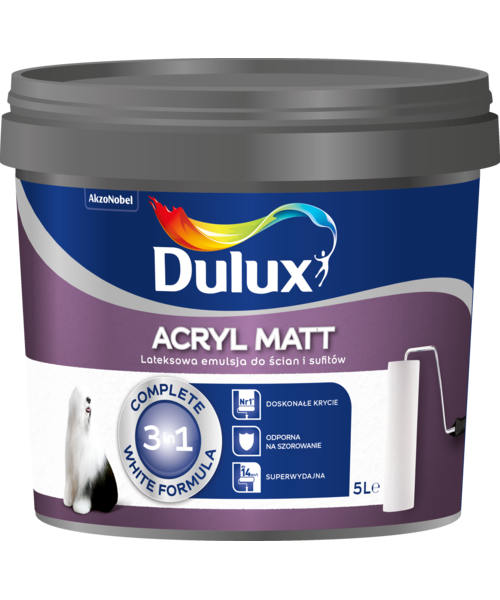 Farba Dulux biała Acryl Matt lateksowa 5 l sklep Bricomarche pl