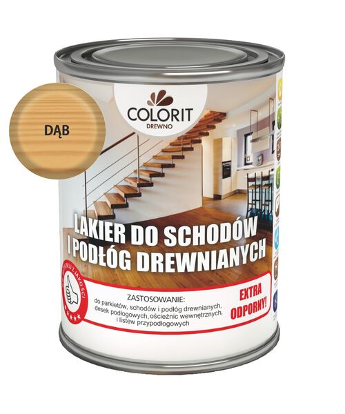 Lakierobejca do schodów i podłóg drewnianych Dąb 0 75 l Colorit Drewno