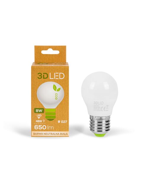 Żarówka ledowa 3LED kulka E 27 8 W barwa neutralna Bricomarche pl