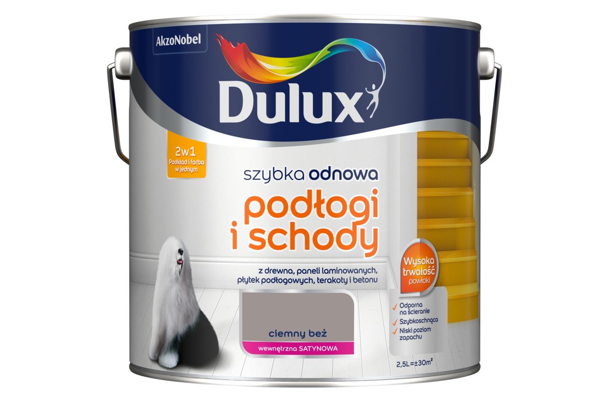 Farba akrylowa Dulux Szybka Odnowa Podłogi i Schody 2 5 l ciemny beż