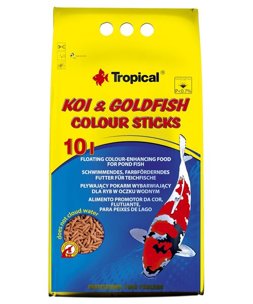 Pokarm dla ryb pływający koi goldFish Colour Sticks 10 l 800 g worek