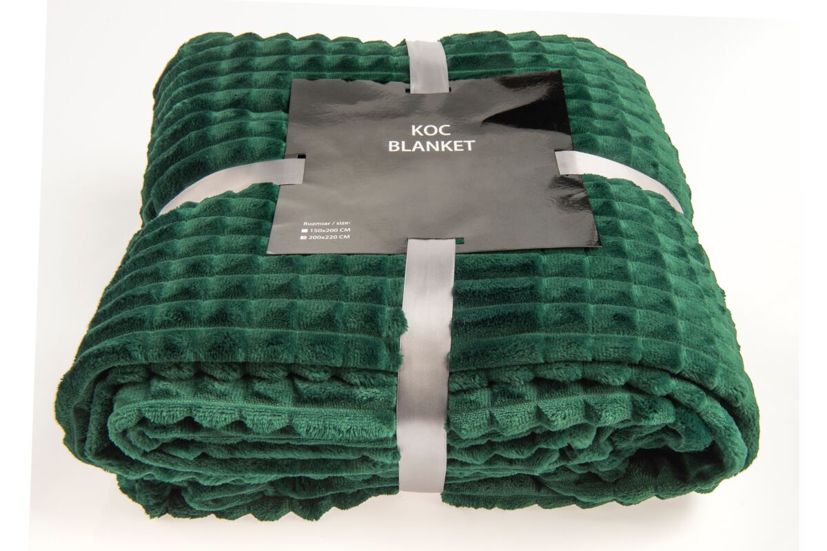 Koc BLANKET 200 x 220 ciemny zielony - Bricomarche.pl