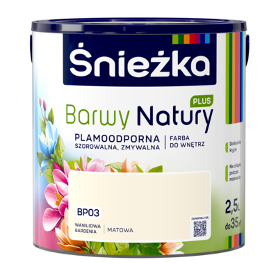 Farba lateksowa Barwy Natury PLUS TESTER waniliowa gardenia BP03 2,5 l Śnieżka