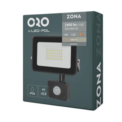 Naświetlacz LED ORO ZONA 30 W NW-B czarny