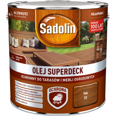 Olej do tarasów i mebli ogrodowych Superdeck Tek 2,5 l Sadolin