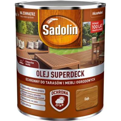 Olej do tarasów i mebli ogrodowych Superdeck Dąb 0,75 l Sadolin