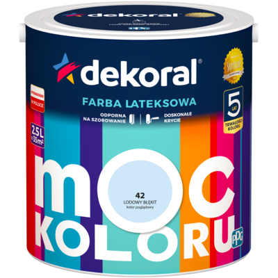 Farba lateksowa Moc Koloru Lodowy Błękit 2,5 l Dekoral