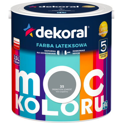 Farba lateksowa Moc Koloru Srebrzysta Szarość 2,5 l Dekoral