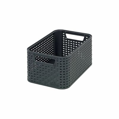 Kosz z pokrywką Rattan Style S 28,5 x 19,4 x 13 cm szary CURVER