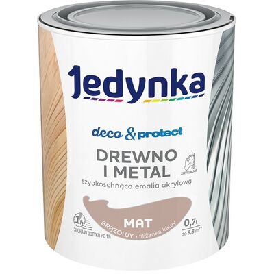 Farba akrylowa Jedynka DecoProtect Drewno i Metal mat Brązowy 0,7 l