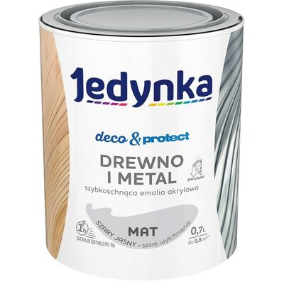 Farba akrylowa Jedynka DecoProtect Drewno i Metal mat Szary Jasny 0,7 l