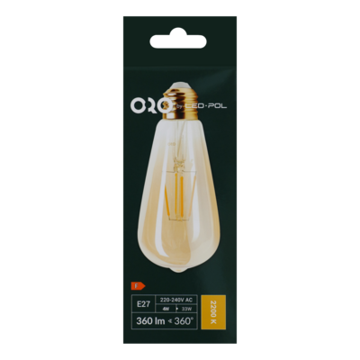 Żarówka Filament LED ORO-E27-ST64-FL-AMBER-4W-WW