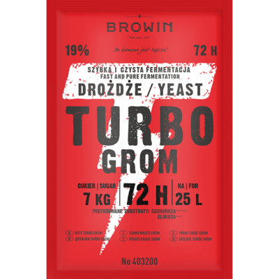 Drożdże gorzelnicze Turbo Grom 72h 120 g Browin