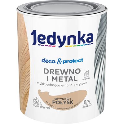 Farba akrylowa Jedynka DecoProtect Drewno i Metal Satynowy Połysk Beżowy 0,7 l