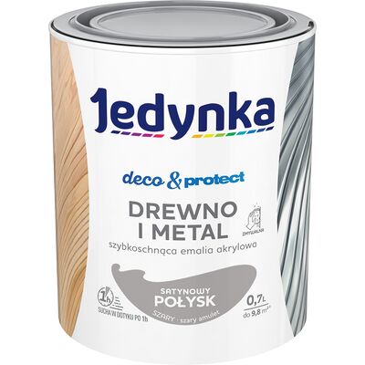 Farba akrylowa Jedynka DecoProtect Drewno i Metal Satynowy Połysk Szary Jasny 0,7 l