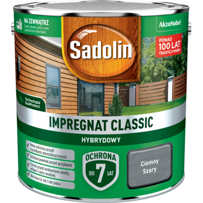 Impregnat CLASSIC HYBRYDOWY Ciemny Szary 2,5 l Sadolin