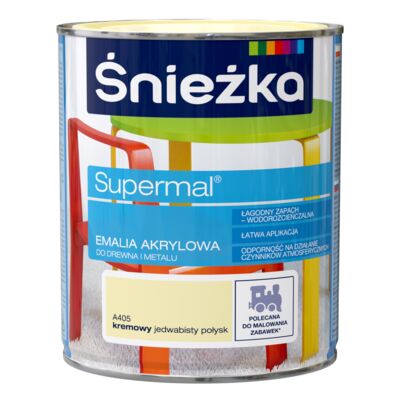 Farba emaliowa Supermal akrylowy kremowa 0,8 l Śnieżka