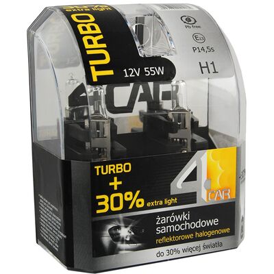 Zestaw żarówek samochodowych H1 12V TURBO +30% 4CAR