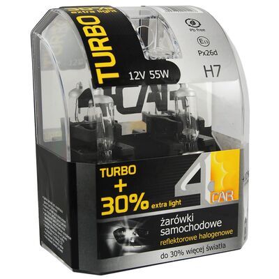 Zestaw żarówek samochodowych H7 12V TURBO +30% 4CAR
