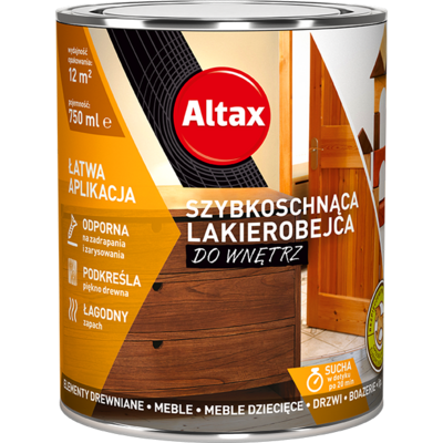 Lakierobejca szybkoschnąca do wnętrz 750 ml kasztan Altax