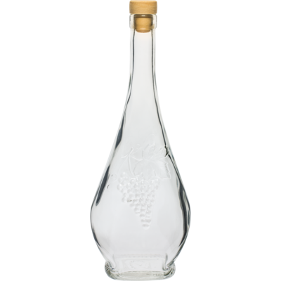 Butelka 500 ml Luigi korek, zdobiona, biała