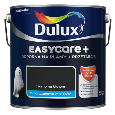 Farba tytanowa Dulux EasyCare+ Plamy+Przetarcia Czarno na Białym 2,5 l