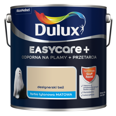 Farba tytanowa Dulux EasyCare+ Plamy+Przetarcia Designerski Beż 2,5 l