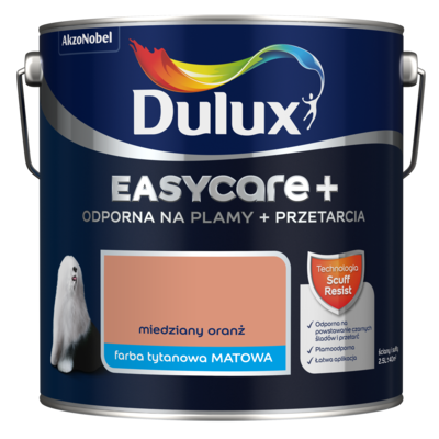 Farba tytanowa Dulux EasyCare+ Plamy+Przetarcia Miedziany Oranż 2,5 l