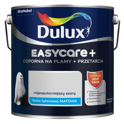 Farba tytanowa Dulux EasyCare+ Plamy+Przetarcia Najpopularniejszy Szary 2,5 l