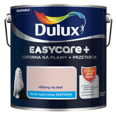 Farba tytanowa Dulux EasyCare+ Plamy+Przetarcia Różany na Test 2,5 l