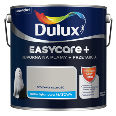 Farba tytanowa Dulux EasyCare+ Plamy+Przetarcia Stalowa Szarość 2,5 l
