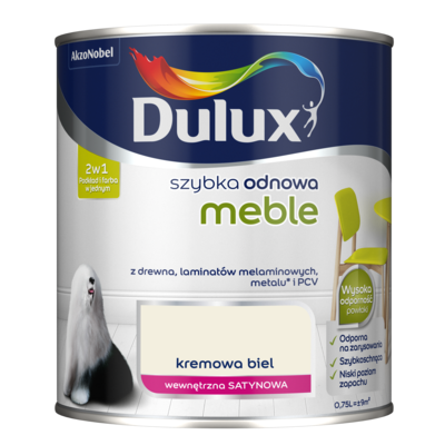 Farba akrylowa Dulux Szybka Odnowa Meble 0,75 l – kremowa biel