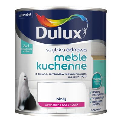 Farba akrylowa Dulux Szybka Odnowa Meble Kuchenne 0,75 l – biały