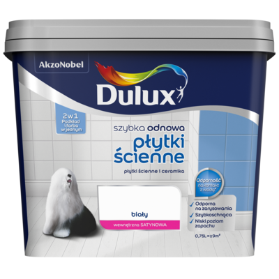 Farba akrylowa Dulux Szybka Odnowa Płytki Ścienne 0,75 l – biały