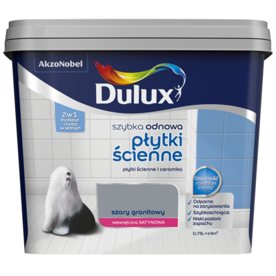 Farba akrylowa Dulux Szybka Odnowa Płytki Ścienne 0,75 l – szary granitowy