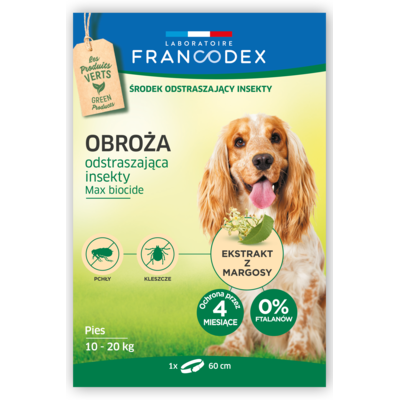 Obroża dla średnich psów odstraszająca insekty 60 cm FRANCODEX