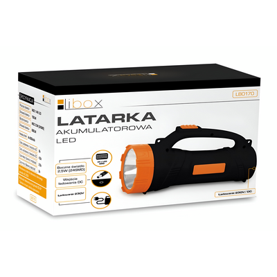 Latarka akumulatorowa LED 1,4 W ze światłem bocznym 2,5 W LB0170 LIBOX