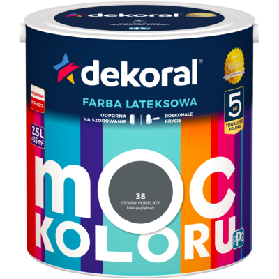 Farba lateksowa Moc Koloru Ciemny Popielaty 2,5 l Dekoral