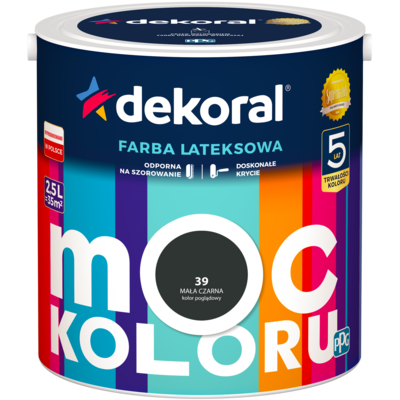 Farba lateksowa Moc Koloru Mała Czarna 2,5 l Dekoral