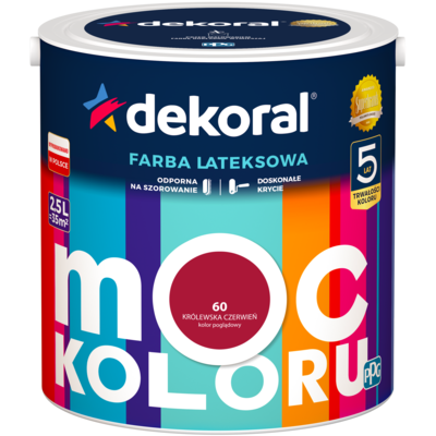 Farba lateksowa Moc Koloru Królewska Czerwień 2,5 l Dekoral