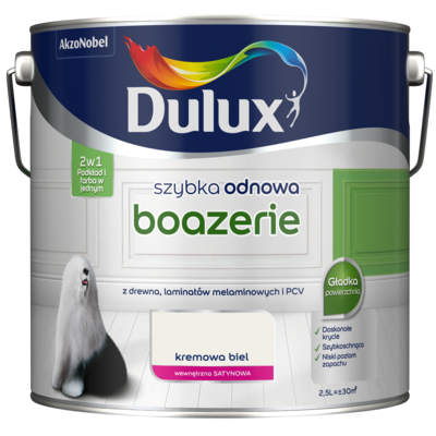 Farba akrylowa Dulux Szybka Odnowa Boazerie 2,5 l – kremowa biel