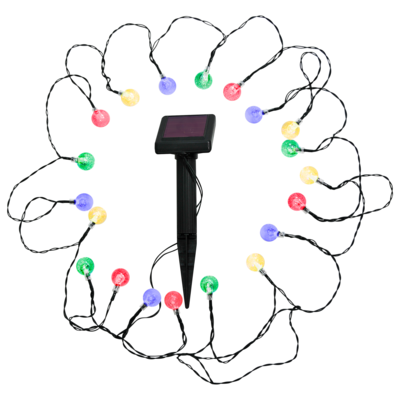 Lampki solar sznurkowe kolorowe kuleczki 20 szt.