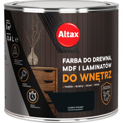 Farba do drewna, mdf, laminat 400 ml czarny ALTAX