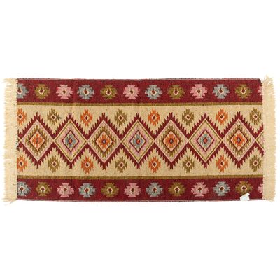 Dywan Kilim 60 x 120 cm bordo romby