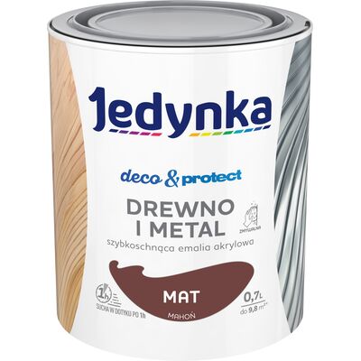 Farba akrylowa Jedynka DecoProtect Drewno i Metal Mat Mahoń 0,7 l