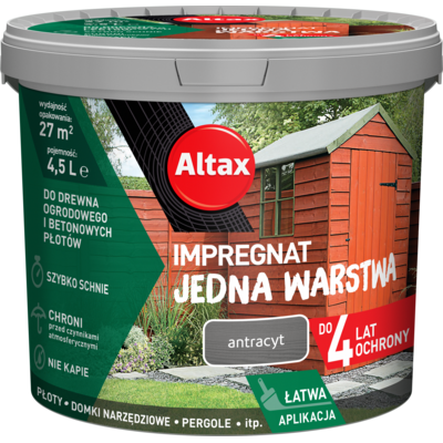 Impregnat do drewna ogrodowego JEDNA WARSTWA 4,5 l Antracyt Altax