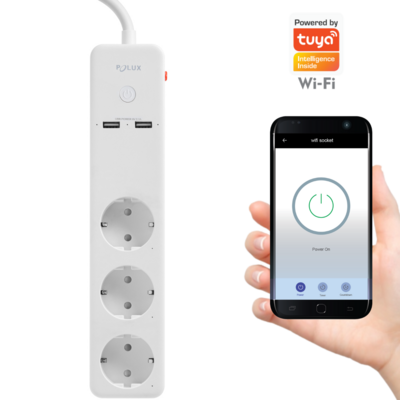 Фото - Мережевий фільтр / подовжувач Sanico Listwa zasilająca z wyłącznikiem smart Wi-Fi 2 x USB Tuya 