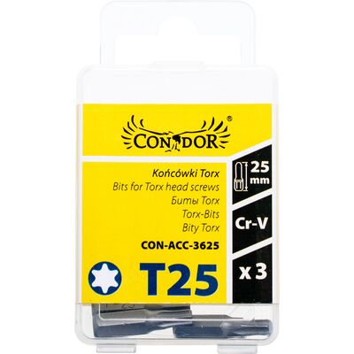 Końcówka Torx T25 x 25 mm, komplet: 3 sztuki Condor