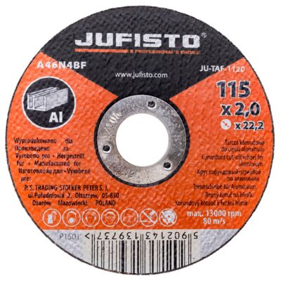 Tarcza korundowa do cięcia aluminium 115 x 2 mm Jufisto